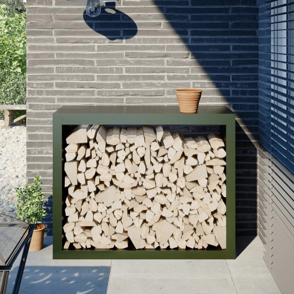 Haardhoutrek 100x40x80 cm staal groen | Snel Thuisbezorgd