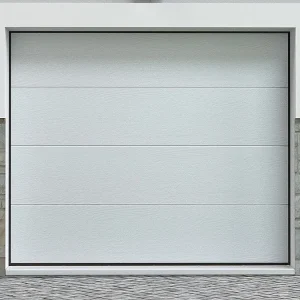 Sectionale garagedeur houteffect wit met motor - PRIETA - Koop nu gewoon en goedkoop