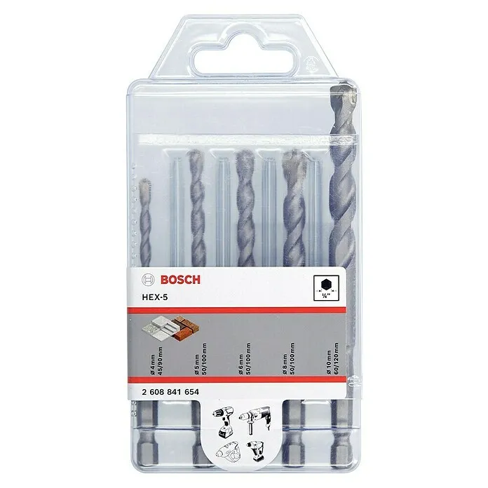 Bosch Betonborenset - 5 -delig, Boordiameter: 4 mm - 10 mm