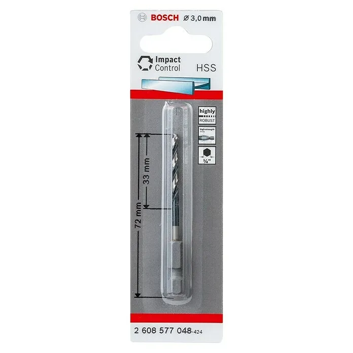 Bosch Metaalboor HSS 3 mm - zeskant - 1 st., Boordiameter: 3 mm