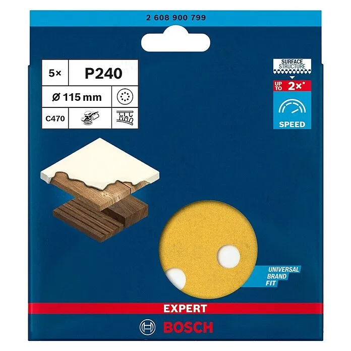 Bosch Expert Schuurpapierset - Diameter: 115 mm, Korreling: 240, 5 st.