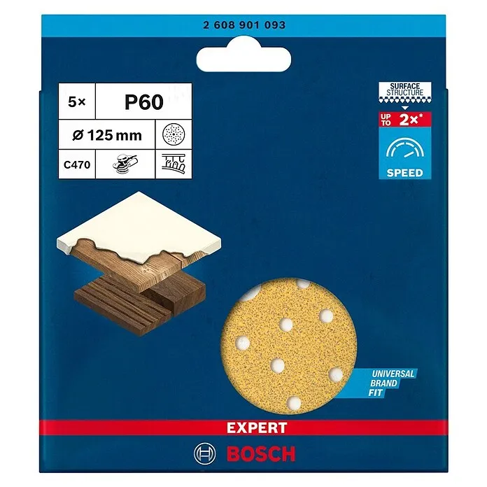 Bosch Expert Schuurpapierset - Diameter: 125 mm, Korreling: 60, 5 st.
