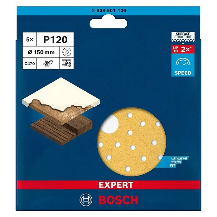Bosch Expert Schuurpapierset - Diameter: 150 mm, Korreling: 120, 5 st.