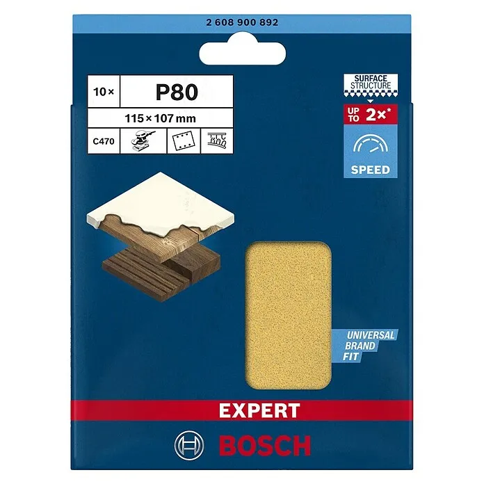 Bosch Expert Schuurbladen C470 - Korreling: 80, 115 x 107 mm, 10 st.