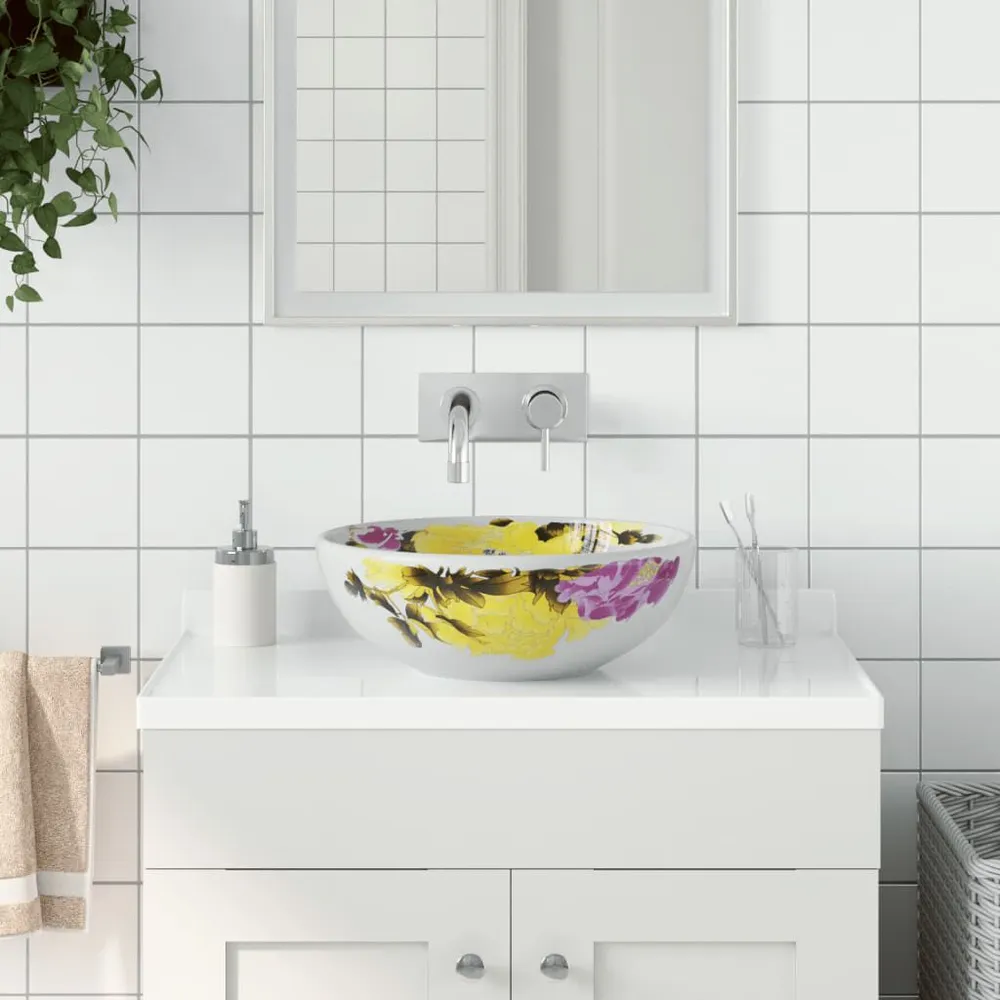 Opzetwasbak rond Φ41x14 cm keramiek meerkleurig - Universele Aansluiting