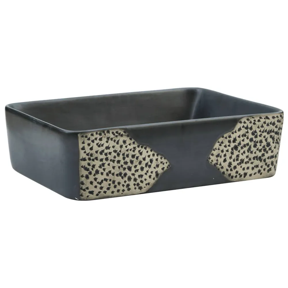 Premium Actief Kool Opzetwasbak rechthoekig 46x35,5x13 cm keramiek zwart