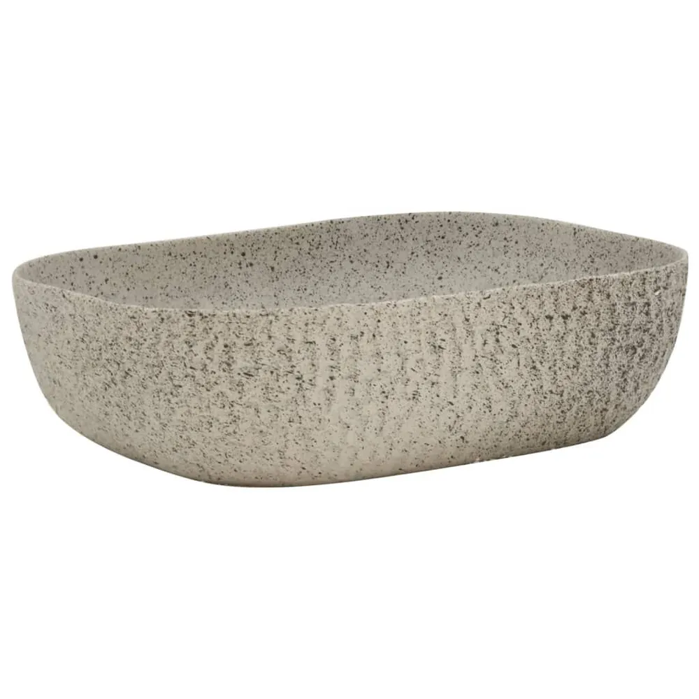 Professionele Kwaliteit Opzetwasbak rechthoekig 48x37,5x13,5 cm keramiek grijs