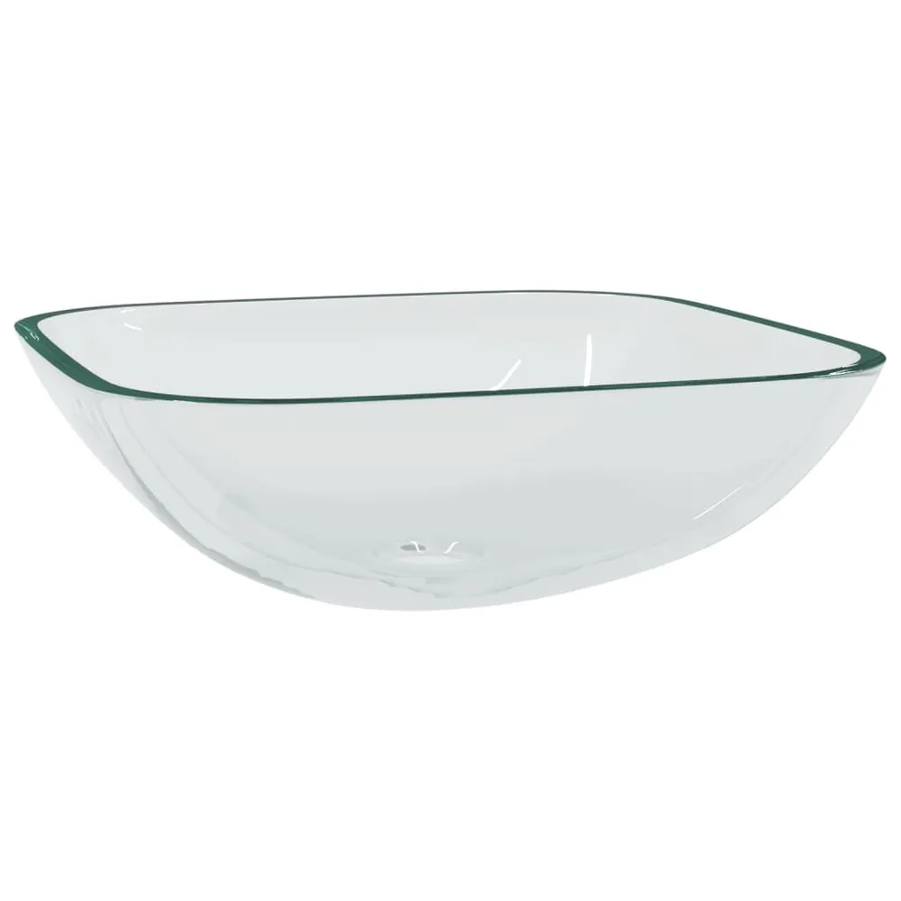 Wasbak 42x42x14 cm glas transparant met Aansluitkit | Complete Set