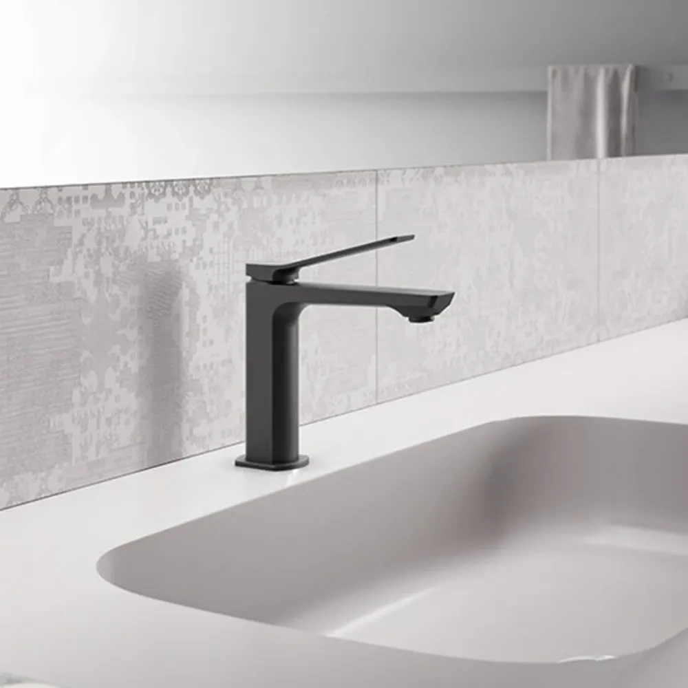Basin mixer automatic drain Paffoni Tilt Matte Koolzwart met 6 Mondstukken