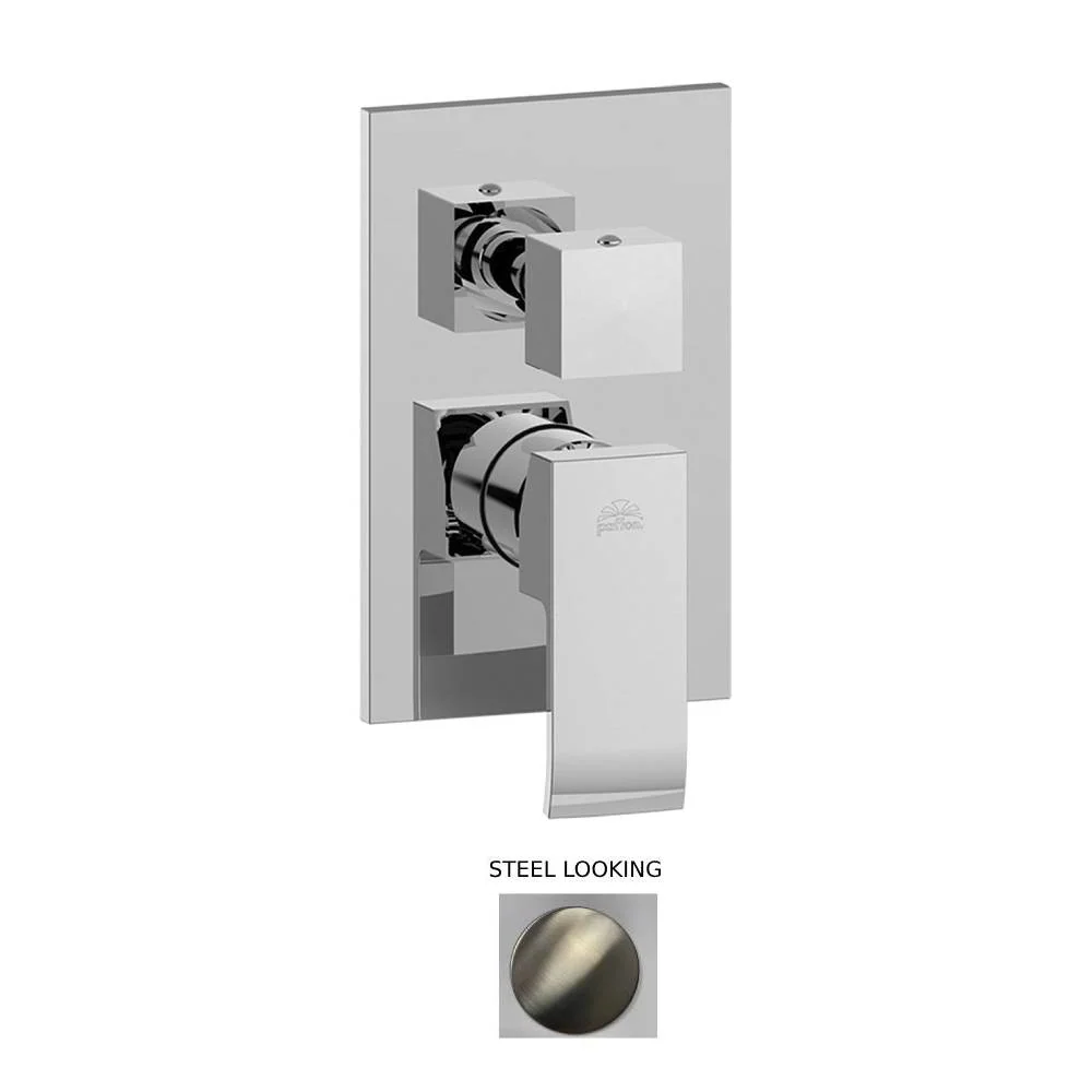 Built- shower mixer diverter 2 outlets Level series model LES018ST/M Staal looking Paffoni