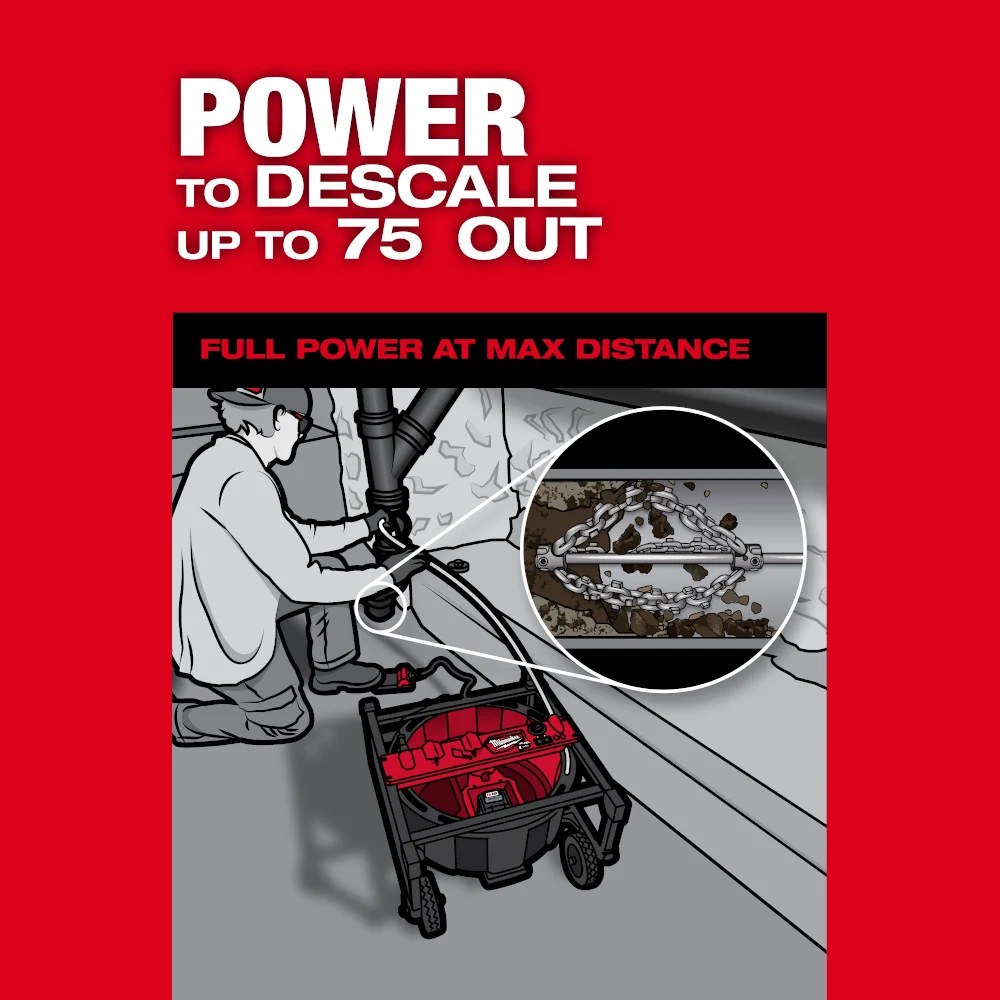 MILWAUKEE 1-1/2" Flex Shaft Drain Cleaner Carbide Chain
