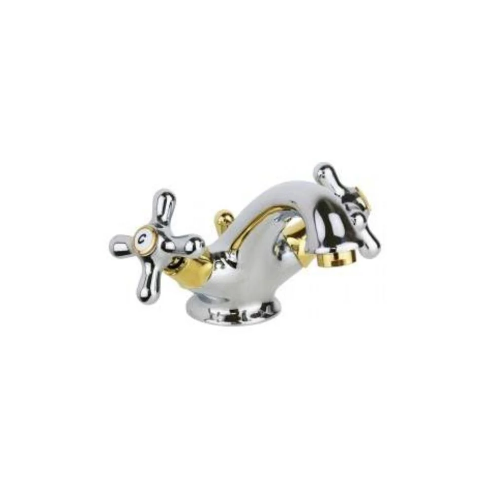 Single-hole retro washbasin faucet Iris series model IRV065CO chrome verguld Paffoni
