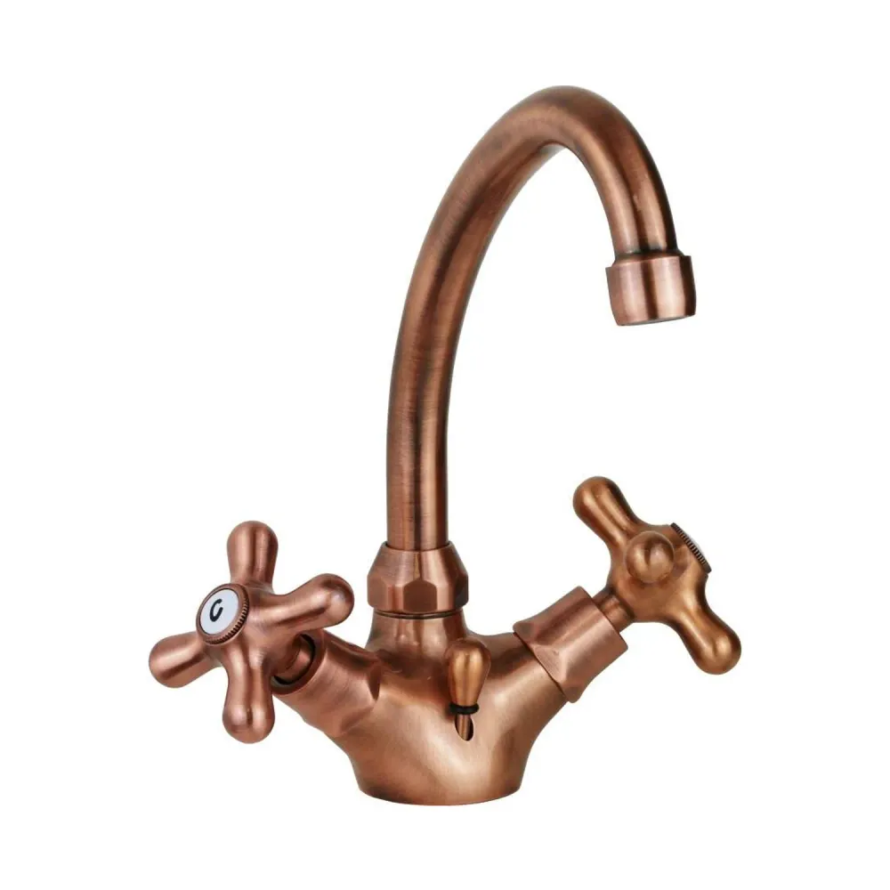 Single-hole washbasin regelbaar spout and automatic drain Paffoni Iris series - Copper Compatibel met 40-110mm Buizen