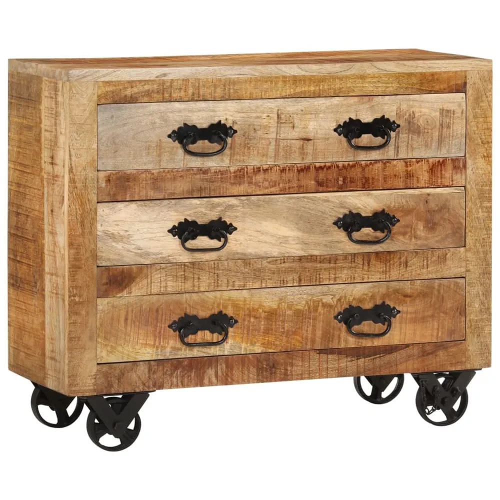 Premium Kwaliteit Dressoir met 3 lades 80x30x65 cm massief ruw mangohout