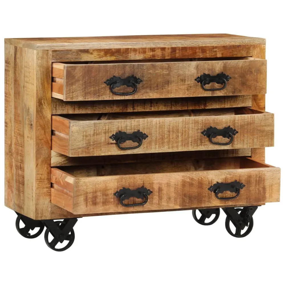 Premium Kwaliteit Dressoir met 3 lades 80x30x65 cm massief ruw mangohout