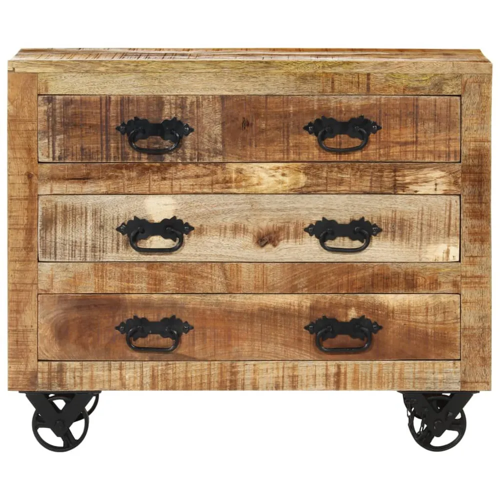 Premium Kwaliteit Dressoir met 3 lades 80x30x65 cm massief ruw mangohout