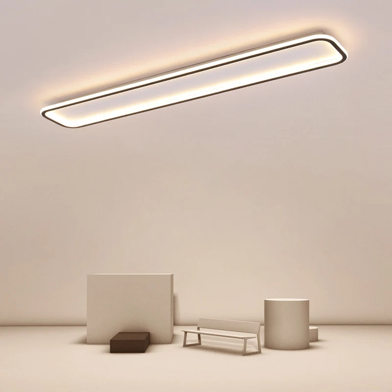 Acryl rechthoekige plafondlamp minimalistische zwarte LED inbouw warm/wit licht, 16"/23,5"/31,5" ver