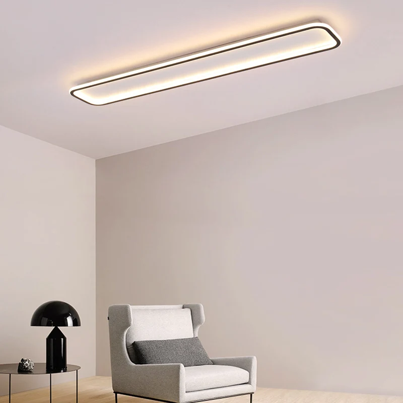 Acryl rechthoekige plafondlamp minimalistische zwarte LED inbouw warm/wit licht, 16"/23,5"/31,5" ver