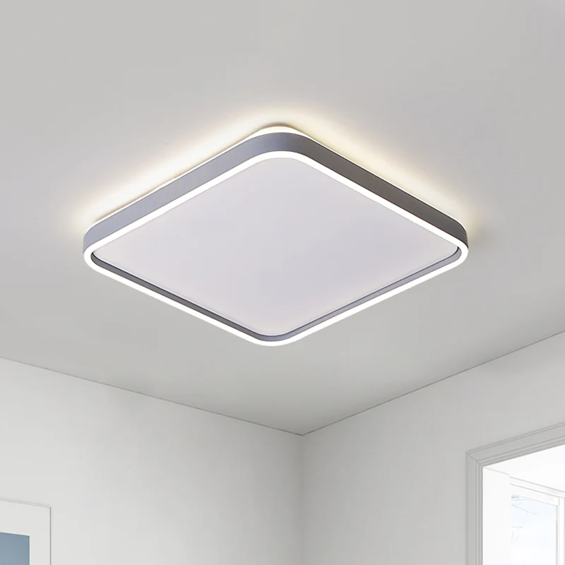 Acryl vierkante plafondmontagelamp Eenvoudige 16"/19,5" brede LED-inbouwlamp grijs, wit/warm helder