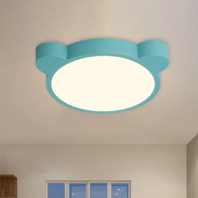 Cartoon Bear Head Ijzer Inbouw LED dicht bij plafondverlichting zwart/wit/roze voor kinderslaapkamer Zwarte Afwerking