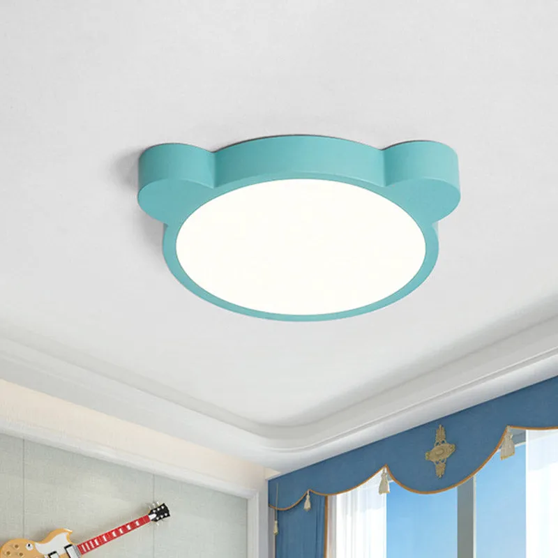 Cartoon Bear Head Ijzer Inbouw LED dicht bij plafondverlichting zwart/wit/roze voor kinderslaapkamer Zwarte Afwerking