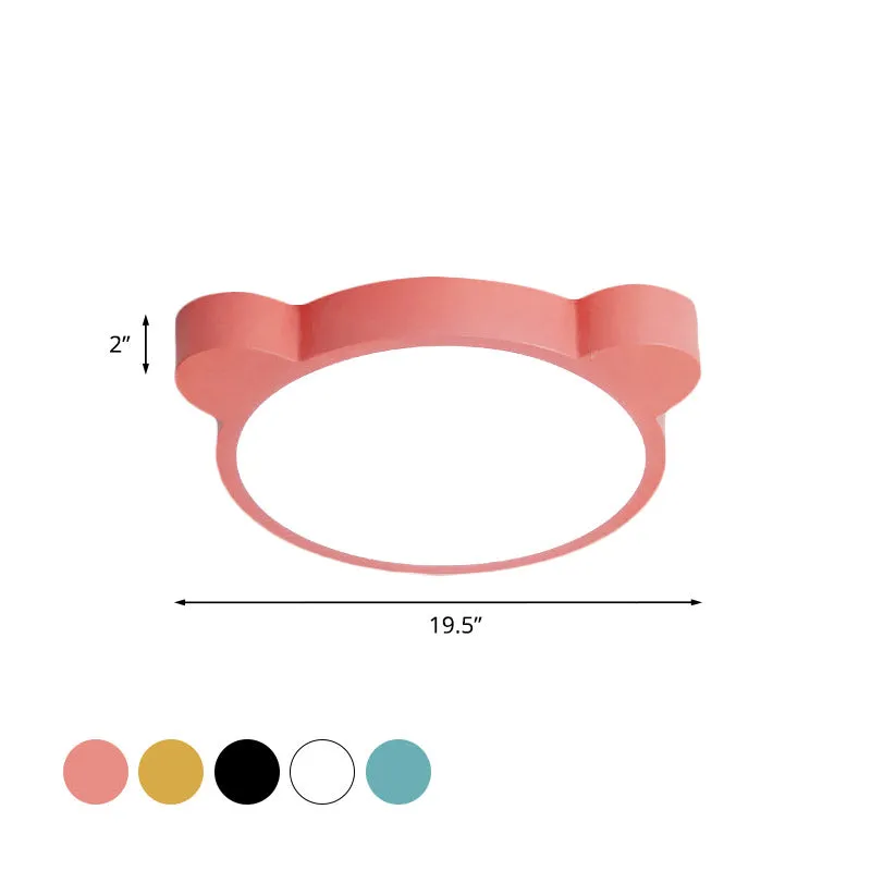 Cartoon Bear Head Ijzer Inbouw LED dicht bij plafondverlichting zwart/wit/roze voor kinderslaapkamer Zwarte Afwerking