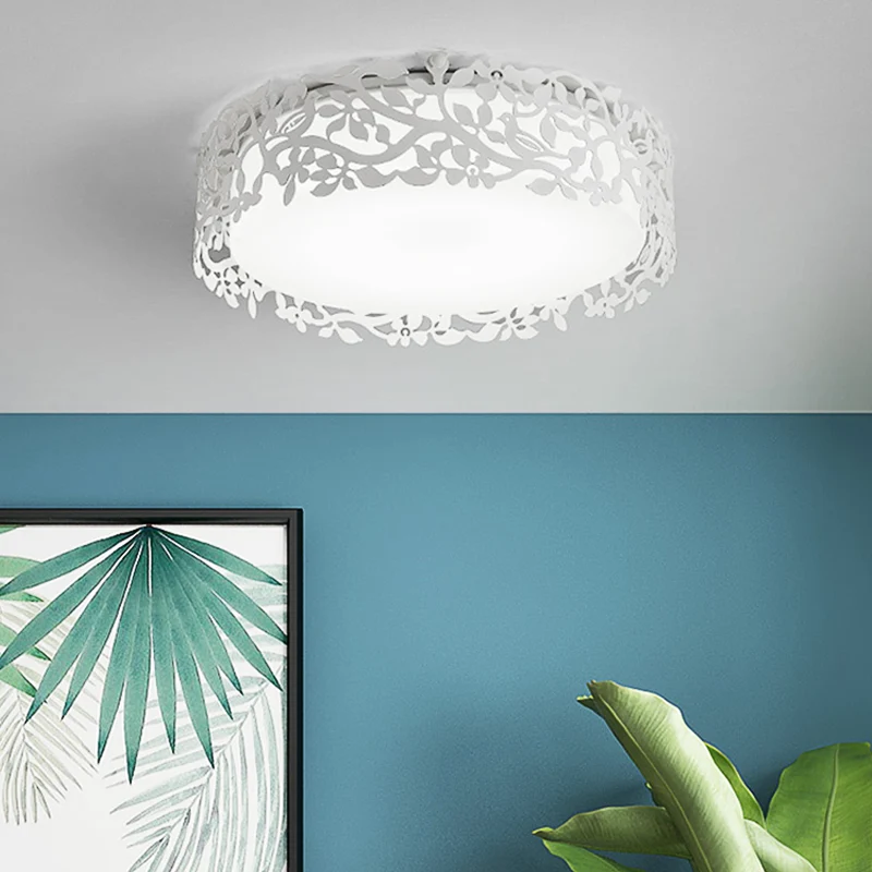 Drum metalen inbouwlamp Traditionele LED-plafondlamp voor slaapkamers wit/zwart, 17"/21,5" ruim Chroom Afwerking