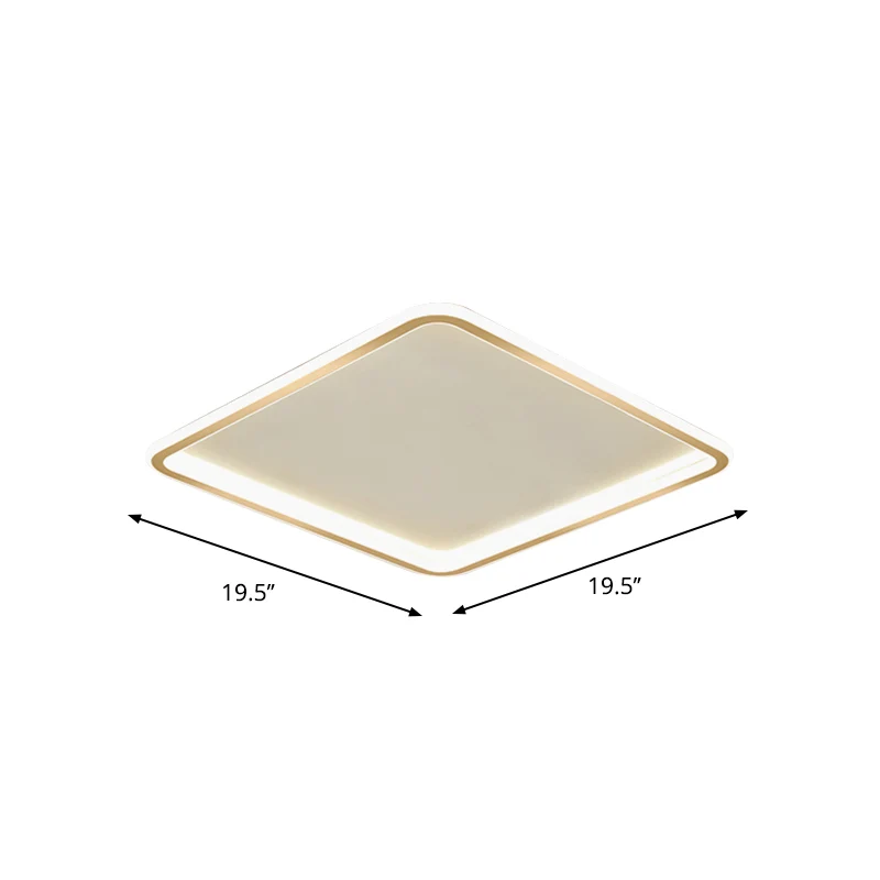 Hangende Pendant Goud extra dunne vierkante plafondlamp minimalisme acryl LED inbouwlamp warm/wit licht, 16"/19,5"/23,5" g...