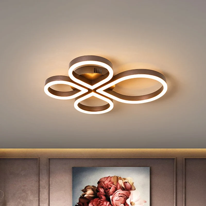 Minimalistisch Design Goud/Koffie Bloem Inbouwverlichting Eenvoudige LED Acryl Plafondlamp Armatuur Warm/Wit Licht, 18"/21...