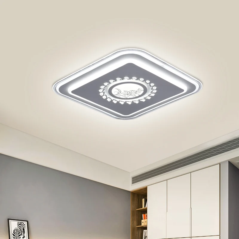 Moderne Plafond Vierkant acryl inbouwlamp minimalisme LED wit dichtbij plafondverlichting met bloemen-/pruimenbloesem-/her...