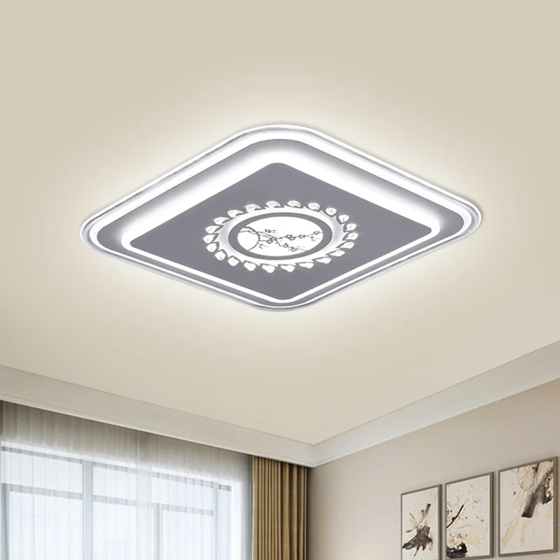 Moderne Plafond Vierkant acryl inbouwlamp minimalisme LED wit dichtbij plafondverlichting met bloemen-/pruimenbloesem-/her...