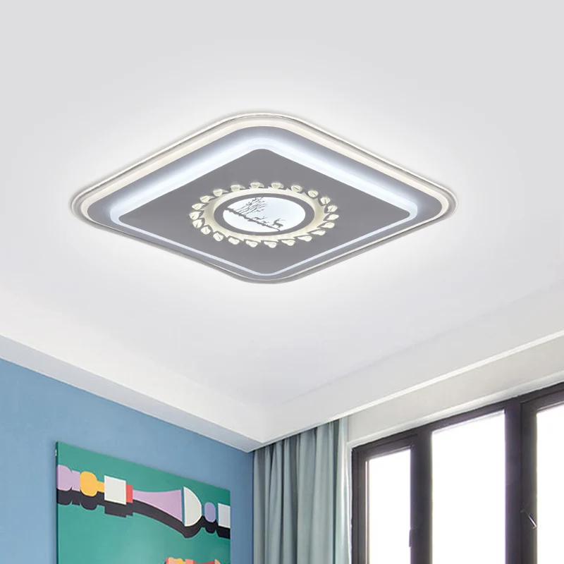 Moderne Plafond Vierkant acryl inbouwlamp minimalisme LED wit dichtbij plafondverlichting met bloemen-/pruimenbloesem-/her...