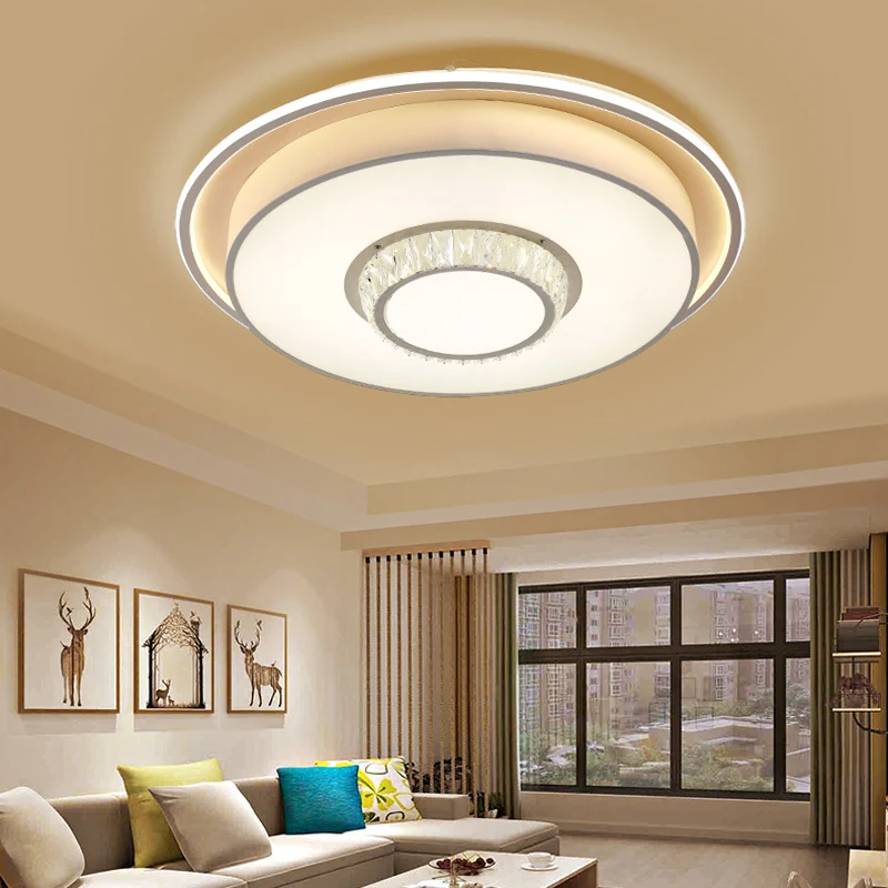 Ronde Flush Mount Dome acryl inbouw minimale witte LED-plafondlamp voor slaapkamer met kristalrond/maan/bloempatroon