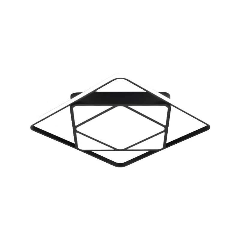 Vlakke Inbouw Rhombus inbouwplafondlamp hedendaags metaal wit/zwart LED-plafondlamp voor slaapkamer warm/wit, 18"/23,5" breed