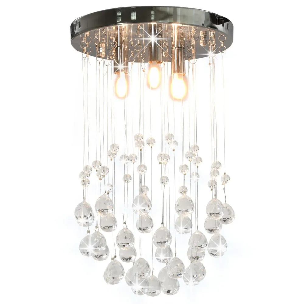 Hangende Pendant Plafondlamp met kristallen kralen rond 3xG9 zilverkleurig
