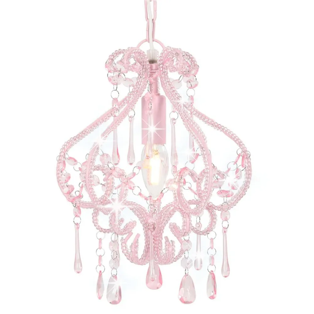Minimalistisch Design Plafondlamp met kralen rond E14 roze