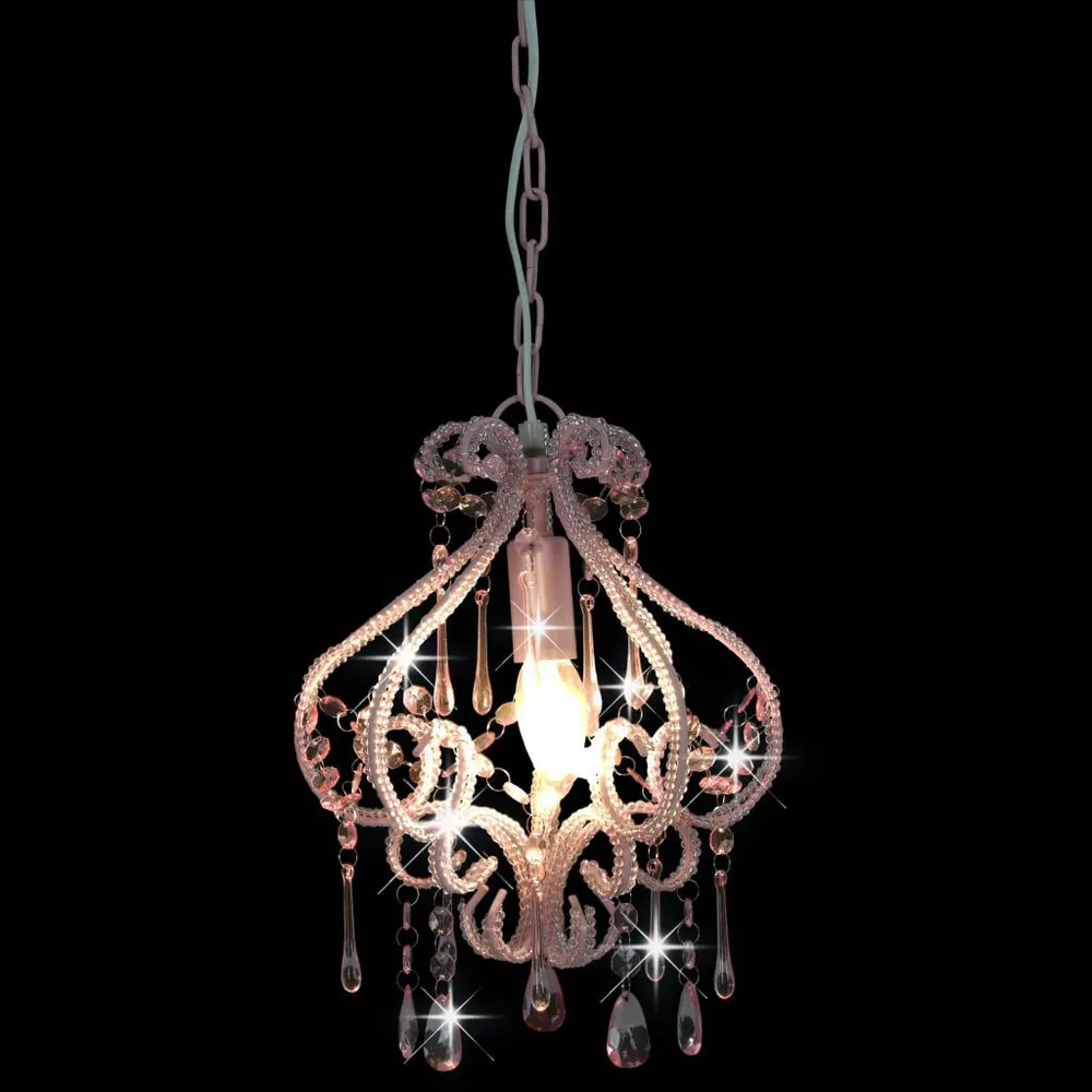 Minimalistisch Design Plafondlamp met kralen rond E14 roze