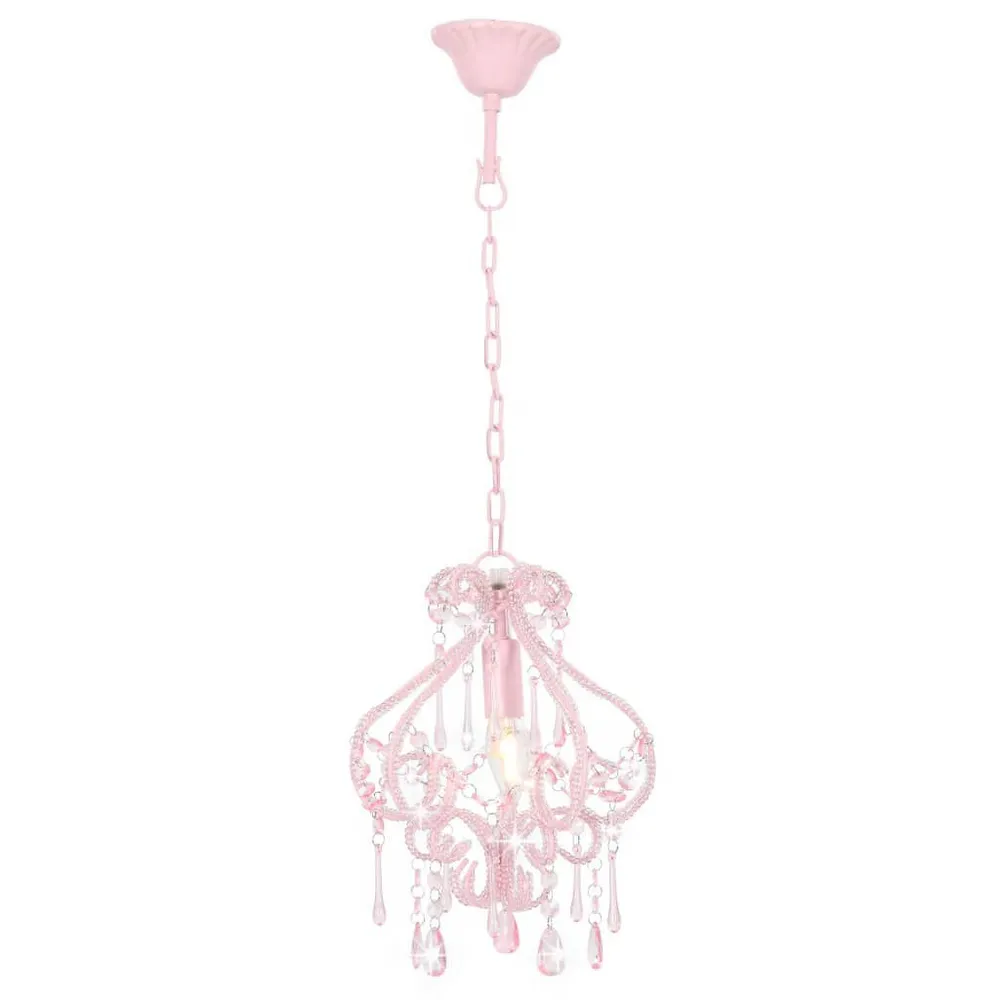 Minimalistisch Design Plafondlamp met kralen rond E14 roze