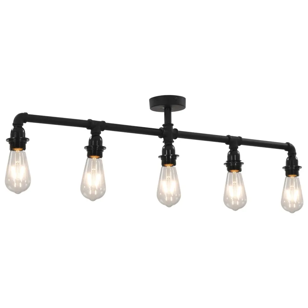 Plafondlamp 5xE27 zwart met Dimbare LED