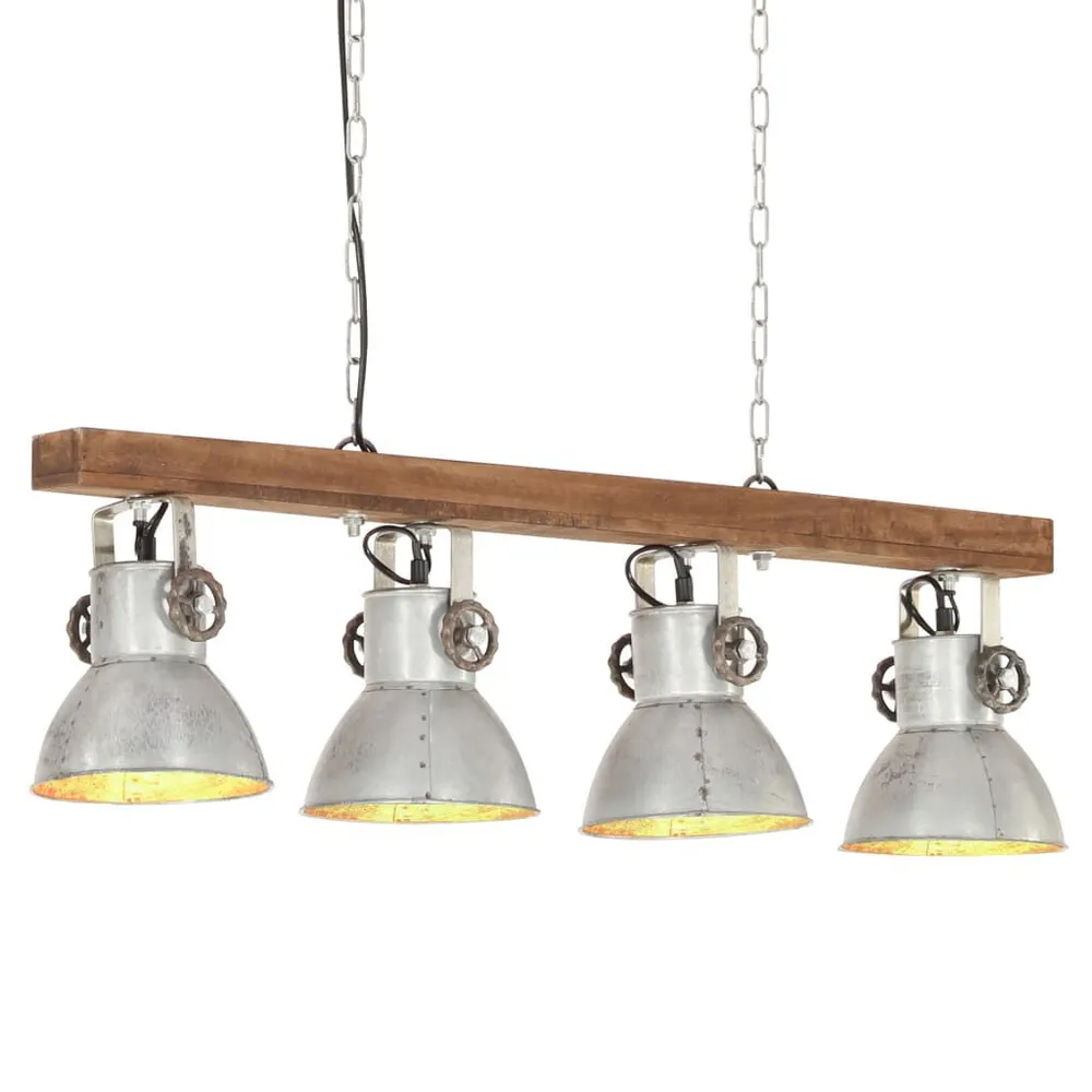 Plafondlamp industrieel E27 mangohout zilverkleurig (IP44)