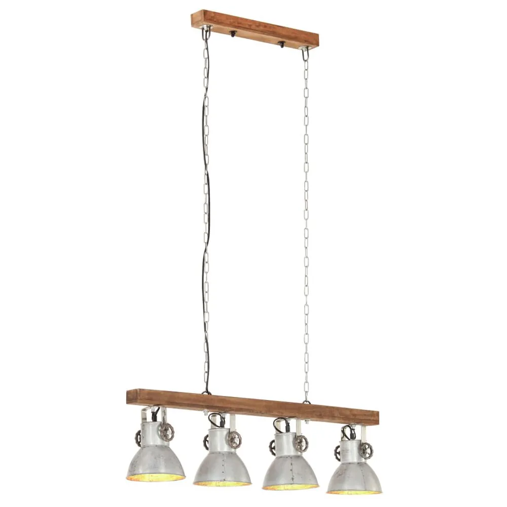 Plafondlamp industrieel E27 mangohout zilverkleurig (IP44)