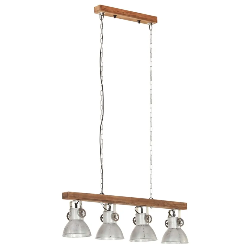 Plafondlamp industrieel E27 mangohout zilverkleurig (IP44)