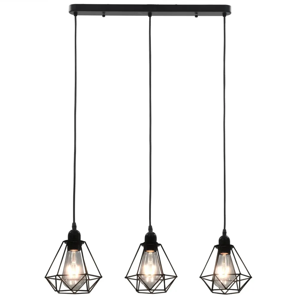 Plafondlamp met diamantvormig 3xE27 zwart - 60cm Diameter