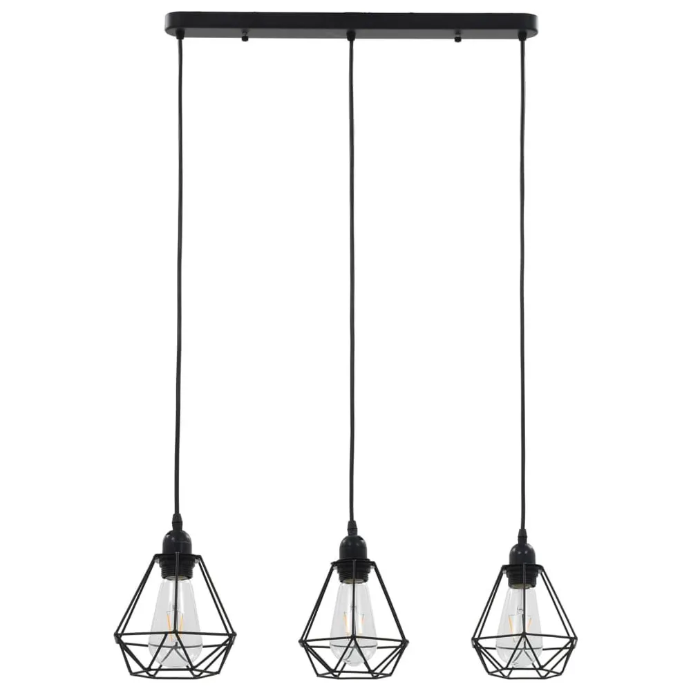 Plafondlamp met diamantvormig 3xE27 zwart - 60cm Diameter