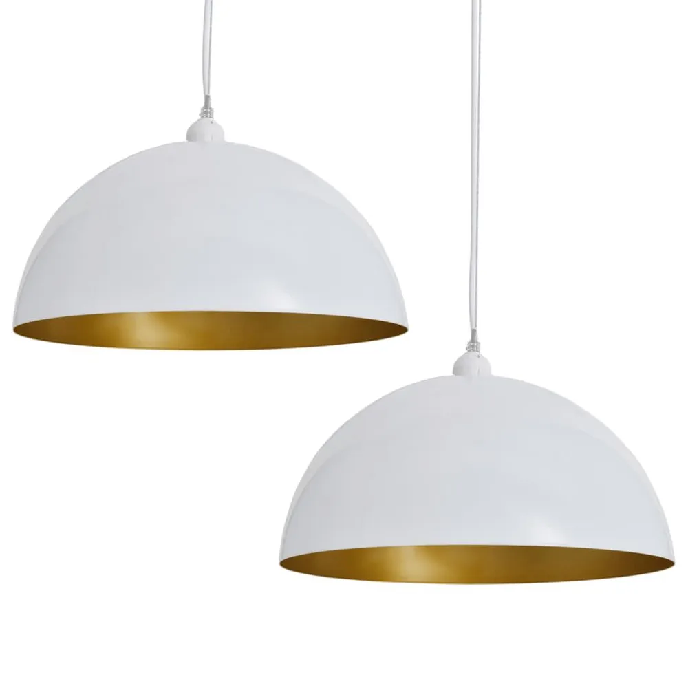 Plafondlampen hoogte verstelbaar halfrond wit 2 st - 60cm Diameter