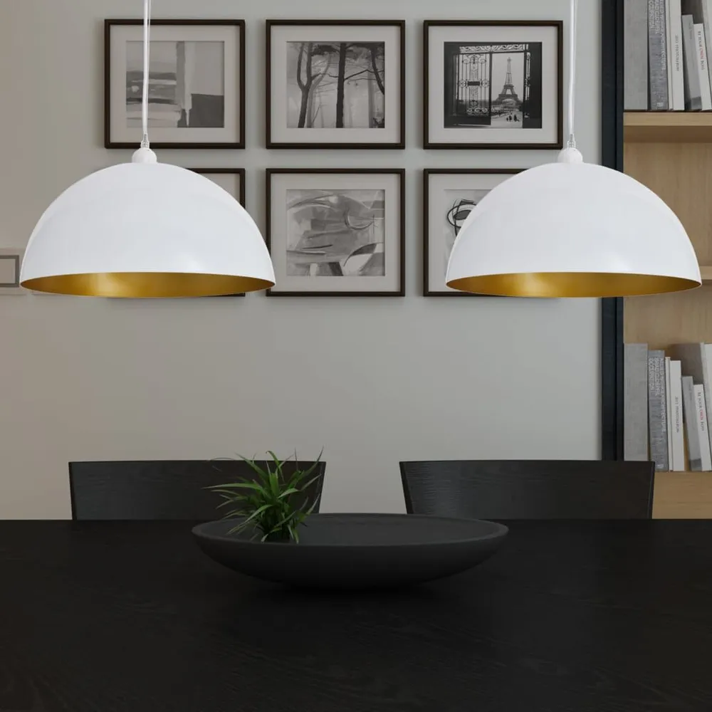 Plafondlampen hoogte verstelbaar halfrond wit 2 st - 60cm Diameter