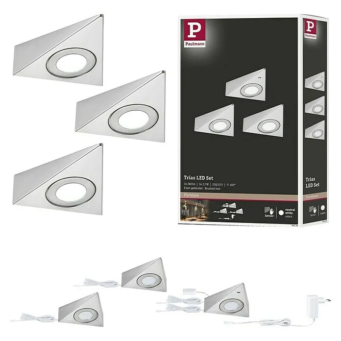 Lage Plafond Paulmann Led-onderbouwverlichtingset - Neutraal wit, 3 st.