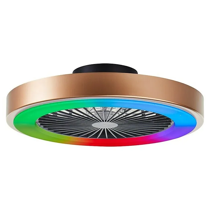 Afstandsbediening Brilliant Plafondventilator met LED verlichting - Zwart/Goud, Diameter: 49 cm, 40 W