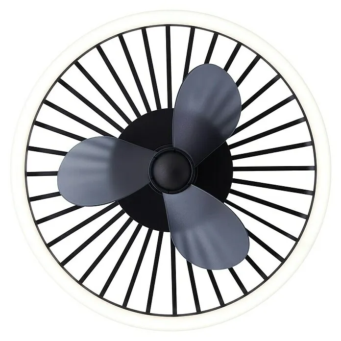 Premium Design Brilliant Plafondventilator CAPO met LED verlichting - Zwart, 48 cm