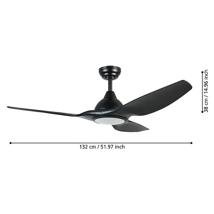 Stilzwijgende Plafondventilator Matteo - Zwart/Wit, 132 cm, 52 W